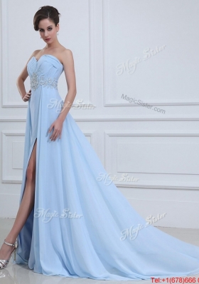 2016 Perfect Sweetheart Appliques and Beading Prom Dresses in Light Blue