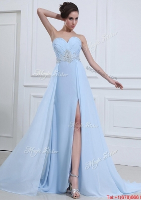 2016 Perfect Sweetheart Appliques and Beading Prom Dresses in Light Blue