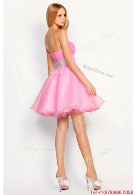 Beautiful Rose Pink Short Prom Dresses with Beading for 2016