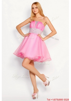 Beautiful Rose Pink Short Prom Dresses with Beading for 2016