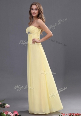 Beautiful Yellow Long Prom Dresses with Beading for 2016