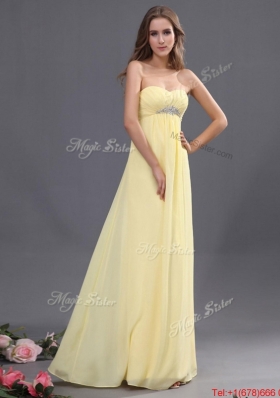 Beautiful Yellow Long Prom Dresses with Beading for 2016