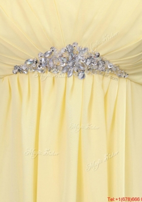 Beautiful Yellow Long Prom Dresses with Beading for 2016