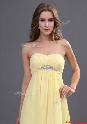 Beautiful Yellow Long Prom Dresses with Beading for 2016