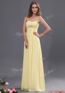 Beautiful Yellow Long Prom Dresses with Beading for 2016