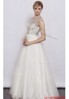 2016 Beautiful A Line Scoop White Prom Dresses with Beading