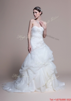 Beautiful Elegant A Line Sweetheart Court Train Wedding Dresses