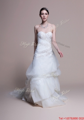 Beautiful Elegant A Line Sweetheart Court Train Wedding Dresses