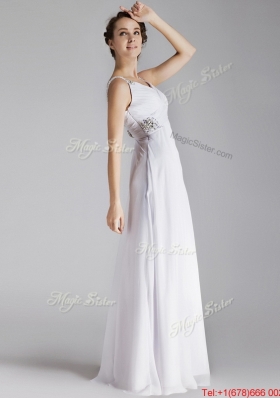 Beautiful Straps Brush Train Prom Gowns with Side Zipper