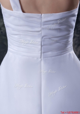 Great Affordable Column One Shoulder High low Wedding Dresses with Appliques