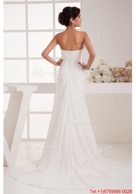 Great Classical Column Sweetheart Wedding Dresses with Brush Train