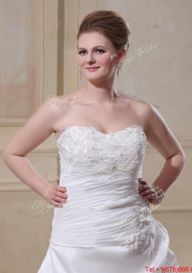 Great Plus Size A Line Strapless Appliques Wedding Dresses