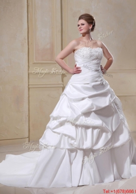 Great Plus Size A Line Strapless Appliques Wedding Dresses