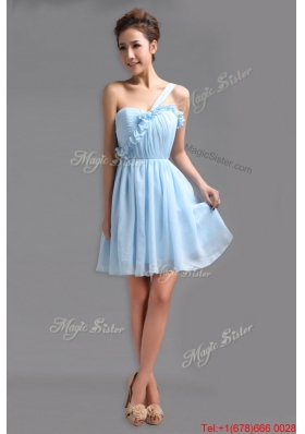 Perfect One Shoulder Ruching Short Prom Gowns for Holiday