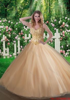 2016 Affordable A Line Champagne Sweet 16 Gowns with Beading