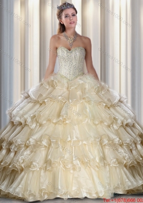 2016 Elegant Sweetheart Beading and Ruffled Layers Quinceanera Dresses