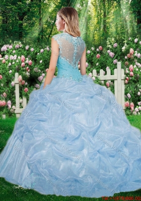 2016 Gorgeous Straps Brush Train Quinceanera Gowns with Beading