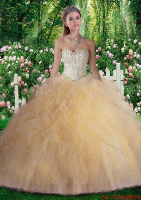 2016 Pretty Ball Gown Beading and Ruffles Sweet 16 Gowns