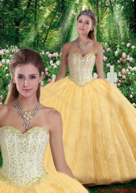 2016 Simple Ball Gown Sweetheart Beading Quinceanera Gowns for Fall