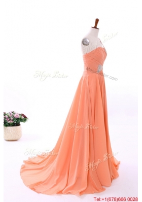 2016 Spring Empire Asymmetrical Prom Dresses with Beading