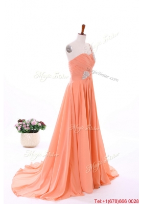 2016 Spring Empire Asymmetrical Prom Dresses with Beading