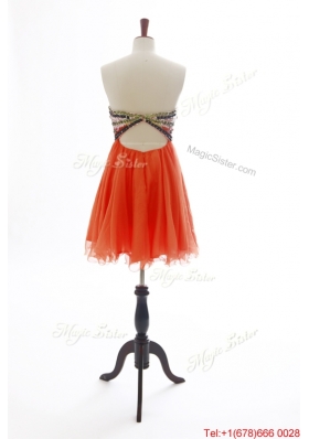 2016 Vintage  Beading Orange Red Short Prom Dress for 2016