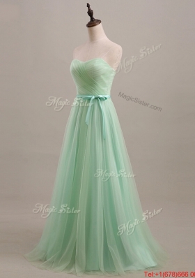 Beautiful 2016 Summer Apple Green Prom Dresses with Sweep Train