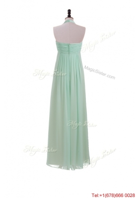 Beautiful Halter Top Mint Long Ruching Prom Dresses for 2016 Summer