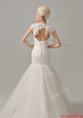 Beautiful Remarkable 2016 Mermaid White Long Wedding Dresses with Lace