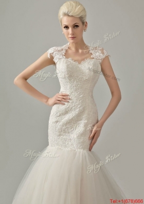 Beautiful Remarkable 2016 Mermaid White Long Wedding Dresses with Lace