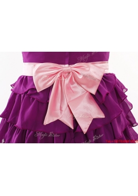 Beautiful Short Prom Dresses with Bowknot and Ruffled Layers