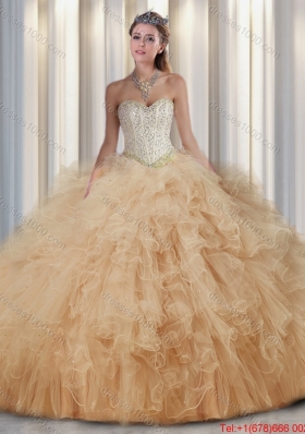 Beautiful Sweetheart Quinceanera Dresses with Beading and Ruffles for Fall