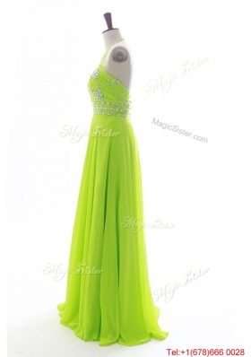 Brand New Halter Top Spring Green Long Prom Dresses with Beading