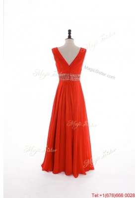 Custom Made Empire V Neck Prom Dresses with Beading and Sequins