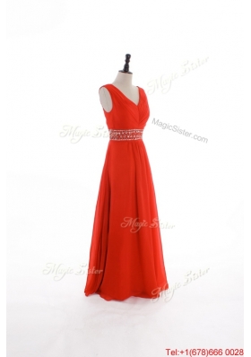 Custom Made Empire V Neck Prom Dresses with Beading and Sequins