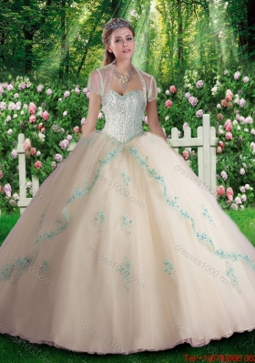 Elegant Champagne Quinceanera Dresses with Beading and Appliques