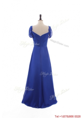 Gorgeous Empire Sweetheart Cap Sleeves Prom Dresses with Ruching