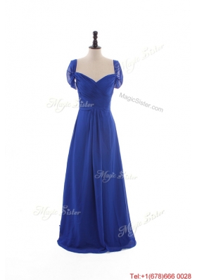 Gorgeous Empire Sweetheart Cap Sleeves Prom Dresses with Ruching