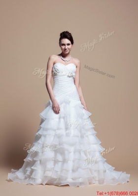 Great 2016 Custom Made A Line Strapless Wedding Dresses with Ruffled Layer