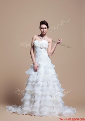 Great 2016 Custom Made A Line Strapless Wedding Dresses with Ruffled Layer
