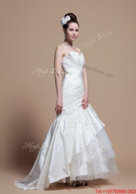 Great 2016 Custom Made Mermaid Strapless Wedding Dresses with Brush Train