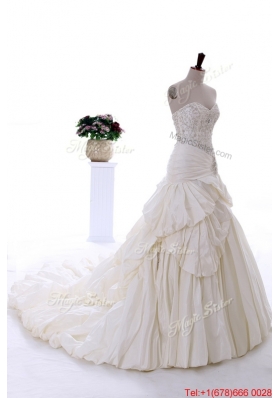 Great Beautiful Beading Wedding Gowns with Court Train