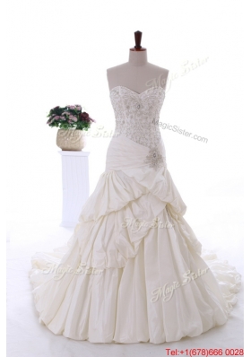 Great Beautiful Beading Wedding Gowns with Court Train