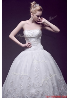 Great Custom Made Ball Gown Strapless Wedding Dresses with Appliques