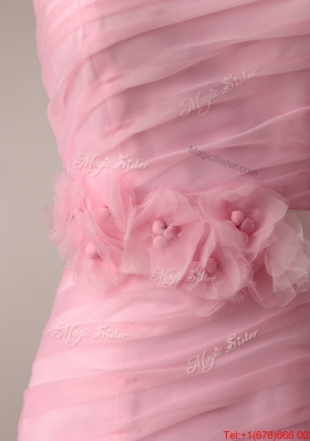 Great Remarkable Baby Pink Wedding Dresses with Rolling Flowers and Bowknot