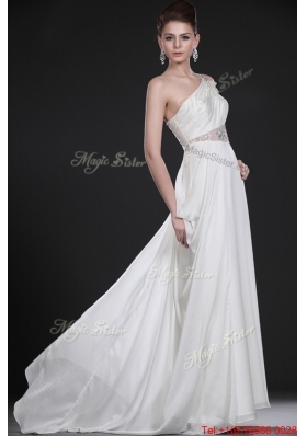 Great Remarkable One Shoulder Beading Long Wedding Dresses