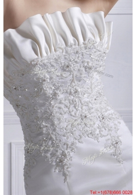 Great Romantic Court Train Appliques and Beading Wedding Dresses in Mermaid