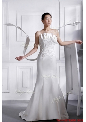 Great Romantic Court Train Appliques and Beading Wedding Dresses in Mermaid