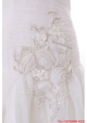 Great Wonderful Appliques and Hand Made Flowers Court Train Wedding Gowns