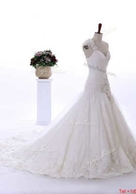 Great Wonderful Appliques and Hand Made Flowers Court Train Wedding Gowns